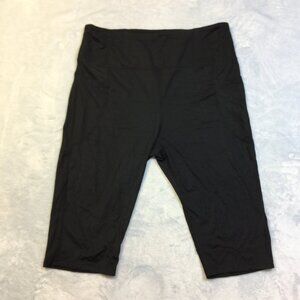 New! SANTINY Bermuda Active Shorts XL Black Side Pocket High Rise Pull-on